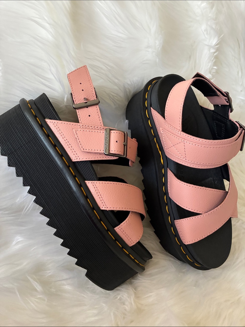 Dr. Martens Pink Strappy Platform Sandals Size 7